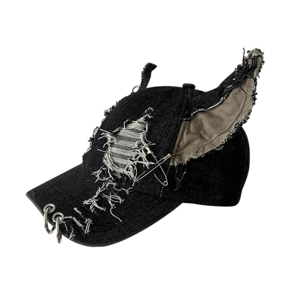 Necvior Distressed Dog Ear Baseball Hat 2000s Vintage Baseball Hat Breathable Hat Long Brims Hiphop Dancing Hat for