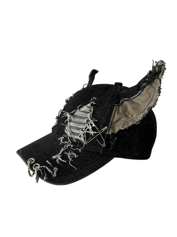 Distressed Dog Ear Baseball Hat 2000s Vintage Baseball Hat Breathable Hat Long Brims Hiphop Dancing Hat for