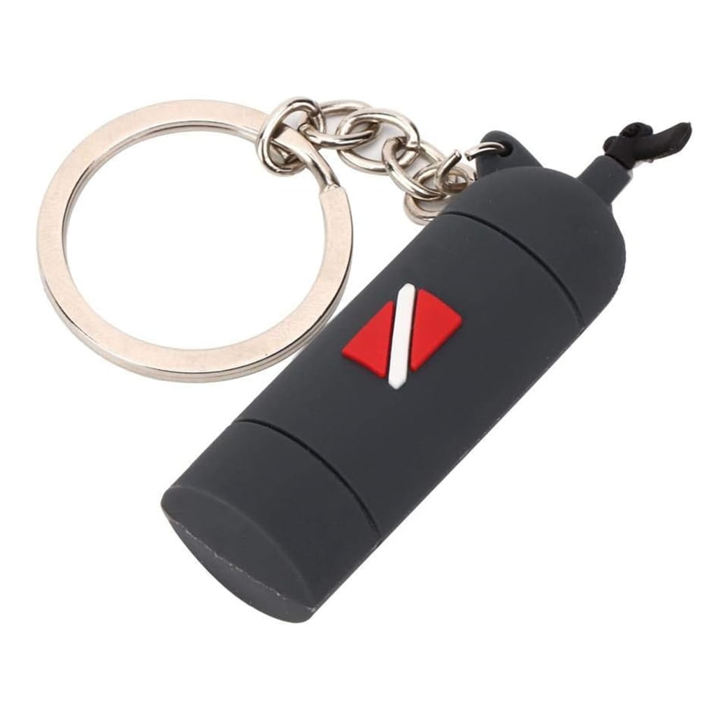 Theme Key Rings Small Tank Keychain With O-rings PVC Mini Keyring Diving Theme Key Ring ...