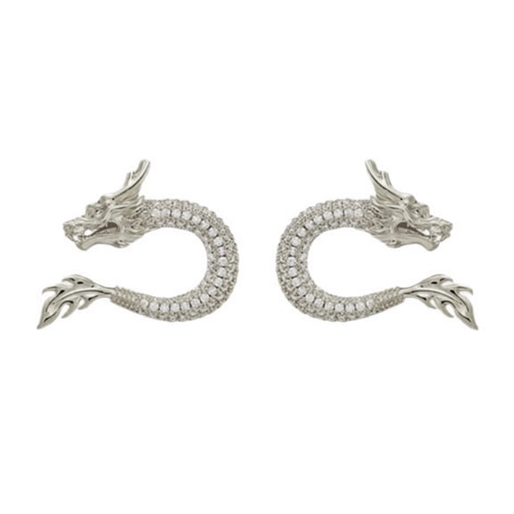 Necvior Dragon shaped Ear Studs with Chinese Influence Personalized Earrings Adornment
