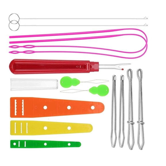 Necvior Drawstring Threader Tool Set Seam Ripper, Tweezers, Cord Lock, Plastic Threader