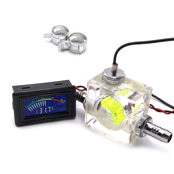 Necvior Durable 3 Way Flow Meter Thermometer with Led Display Screen for Liquid Cooler