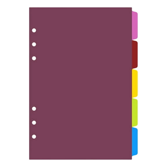 Necvior Durable 6 Ring Binder Dividers Tab Dividers Loose Leaf Spiral Binder Index Separator A5 A6 for Office School Home 5Kit
