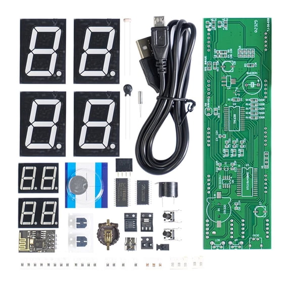Necvior ESP8266 Networked 8 Digit Digital Tube Clock set with Mobile Control & Auto Dimming Home 8 Digit LED Display Clock set