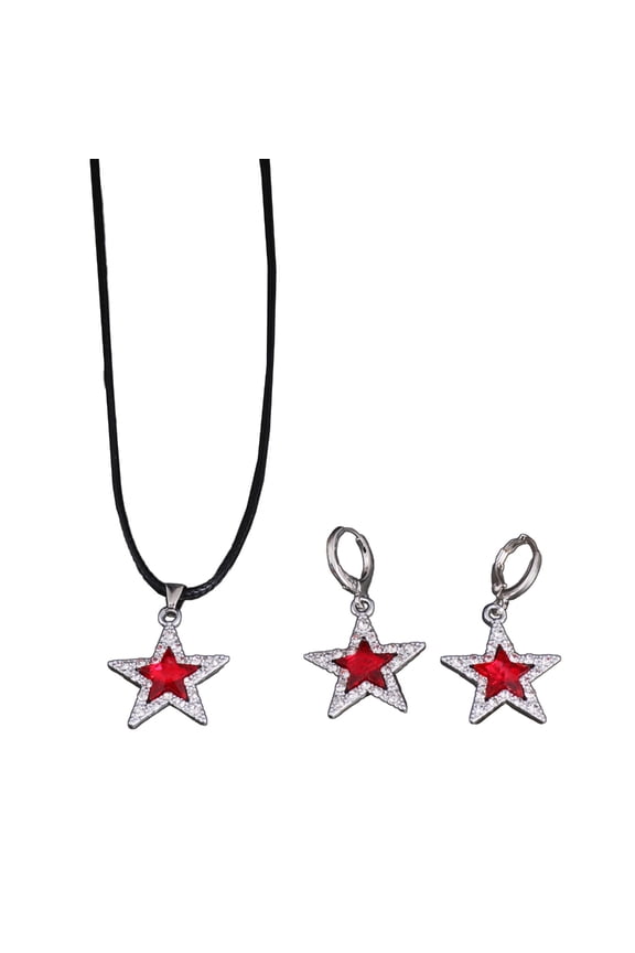 Edgy Punk Goth Jewelry Set Modern Star Pendant Choker Chain and Ear Rings Charm