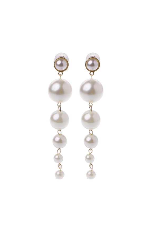 Elegant Long Big Pearl Drop Earring Statement Jewelry Charm for Birthday Wedding