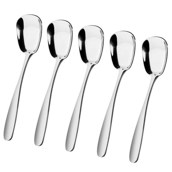 Necvior Elegant Mirror Polished Stainless Steel Spoons with Square Head and Flat Bottom