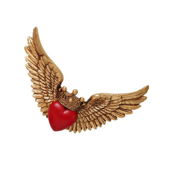 Necvior Elegant Resin Angel Crown with Heart Wing Wall Hanging Decoration for Party