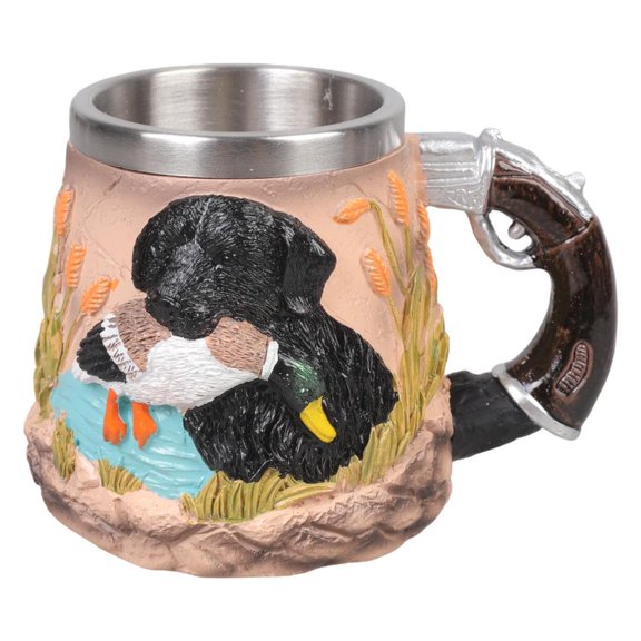 Necvior Elegant Resin Drinking Mug With Hunting Dog And Duck Pattern Coffee Cup Unique Gift For Collectors And Hunter