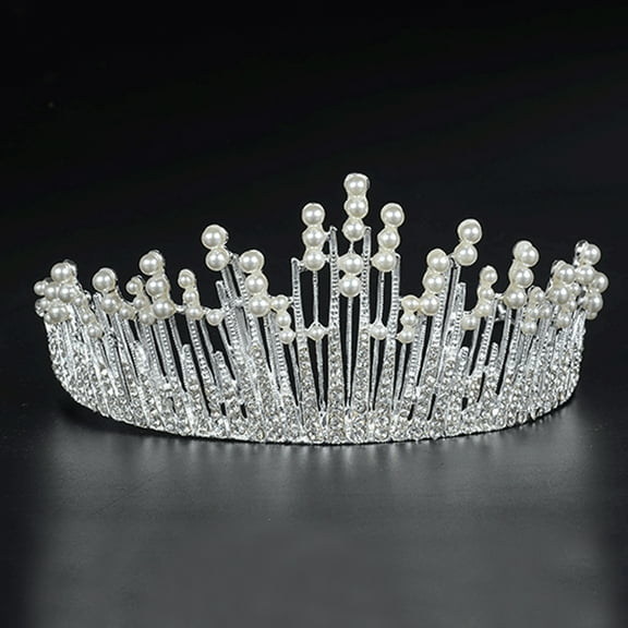 Necvior Elegant Wedding Crown Hair Jewelry Bridal Headpiece Women for Rhinestone Pearl Tiara
