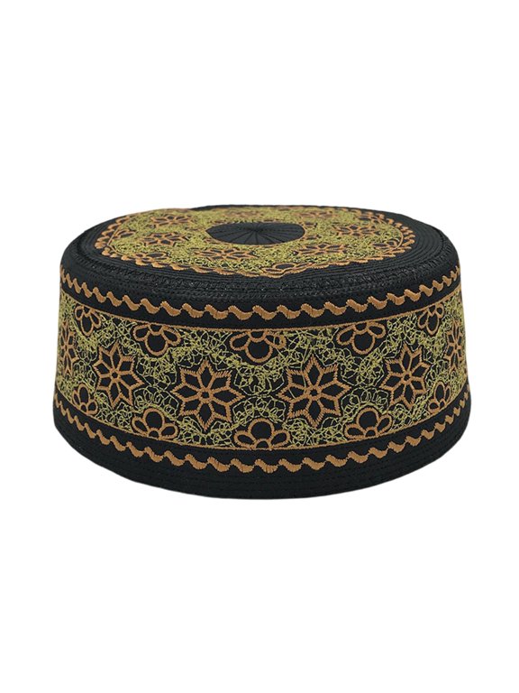 Embroidery Emboss Turban Hat for Men Breathable Kufi Prayer Hat EIDRamadan Hijabs Caps Arabian Hat