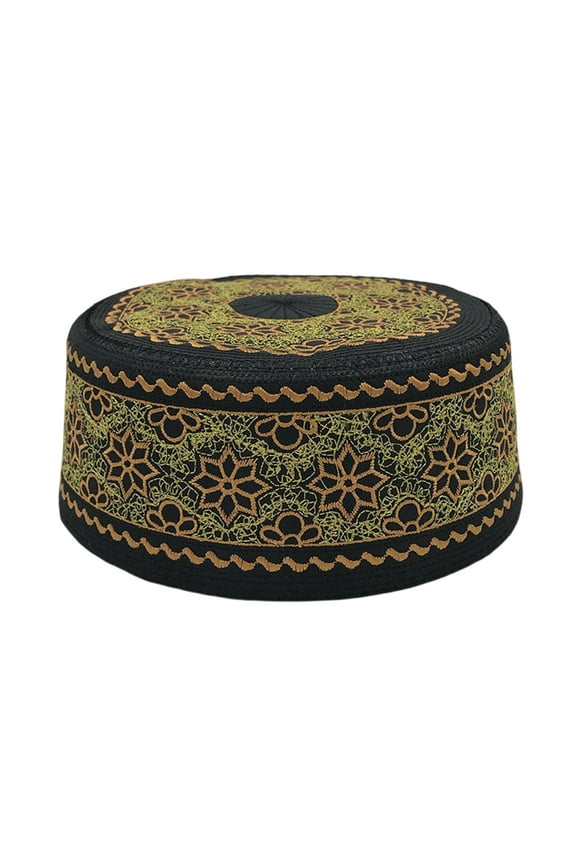 Embroidery Emboss Turban Hat for Men Breathable Kufi Prayer Hat EIDRamadan Hijabs Caps Arabian Hat