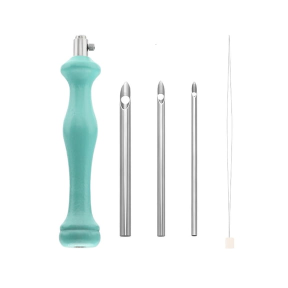 Necvior Embroidery Punching Needle Set, Wood Hand Embroidery Pen for Beginner Embroidery