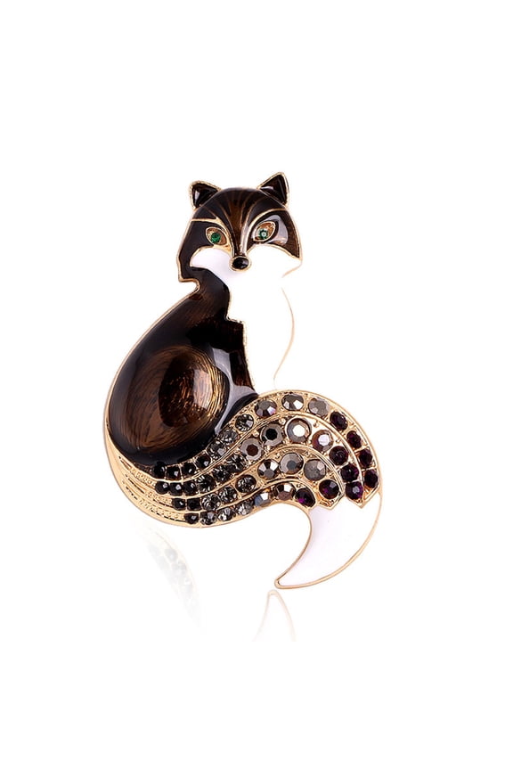 Enamel Foxes Brooch Rhinestones Pin Jewelry for Jackets and Backpacks