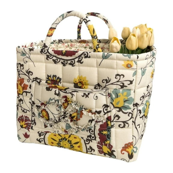 Necvior Extra Large Fabric Laundry Basket Retro Floral Foldable Storage Bin With Carry Handles