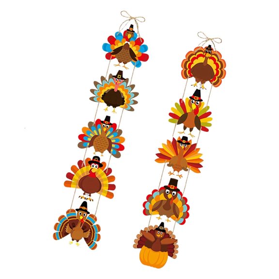 Necvior Fall Thanksgiving Turkey Hanging Set for Entryway Wall Display