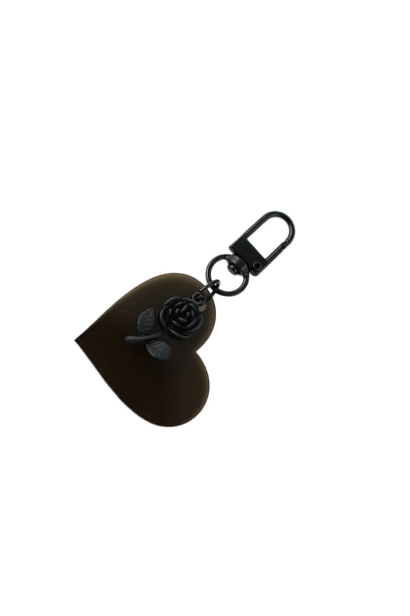 Fashion Black Rose Heart Key Pendant Unique Car Key Accessory Heart Rose Keyring