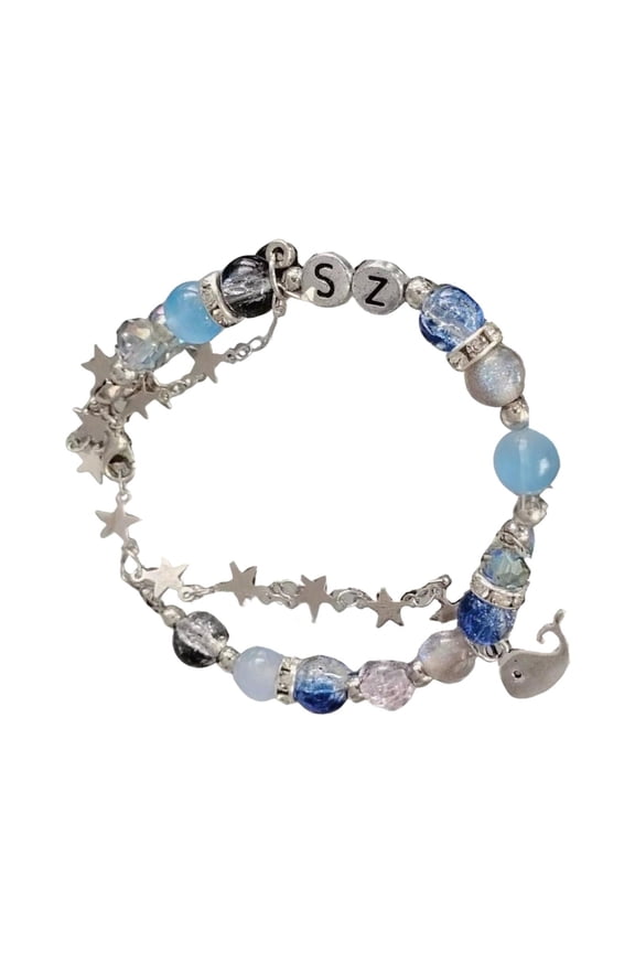 Fashionable Blue Beaded Bracelet Jewelry with Star Design for Trendsetters