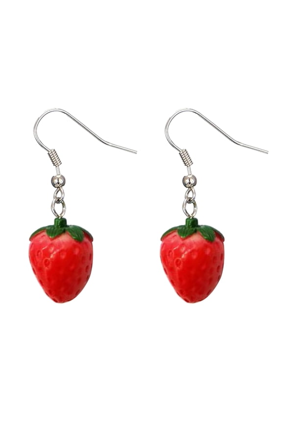 Fashionable Fruit Inspired Earrings Red Cute Strawberry Dangle Ear Rings Elegant Style Fruits Ears Drop for All Ages