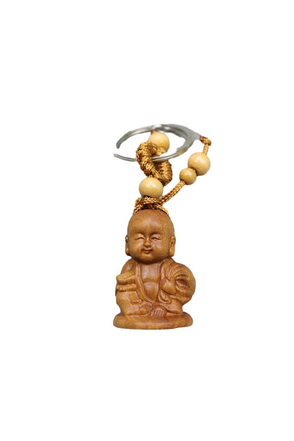 Fengs Shui Peach Wood Buddhas Pendant Keychain Key Chain Buddhas Statue Durable Long Lasting Symbolizes Auspiciousness