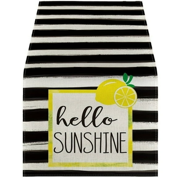 Necvior Festival Striped Lemon Table Runner Table Cloth Table Decors Add Sophistication for Table Setting 180x32CM/71x12.5in