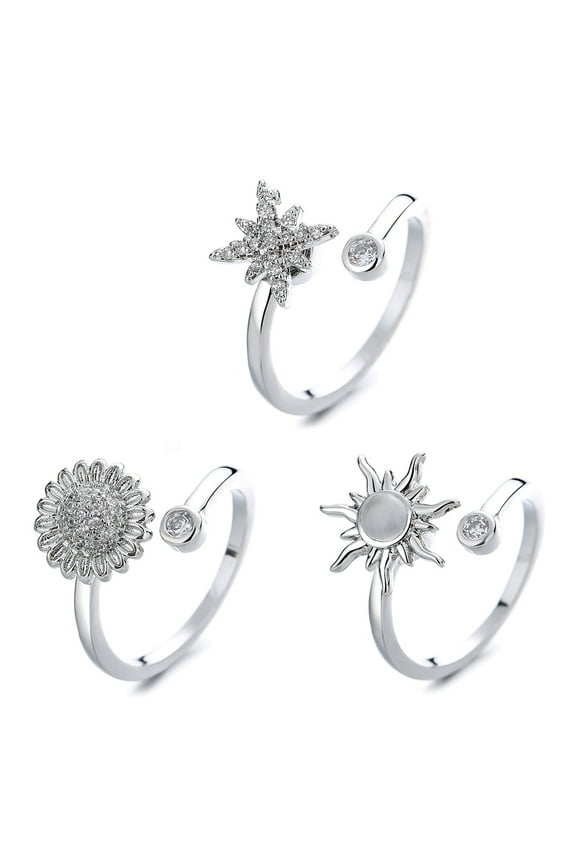 Fidget Rings for Women Expandable Open Ring Stress Relief Gift for Birthday Xmas