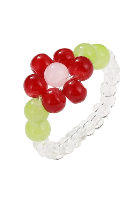 Finger Ring Y2K-style Bestie Rings Delicate Flower Bead Rings Sunflower Grapes Kidcore Summer BFF Gifts