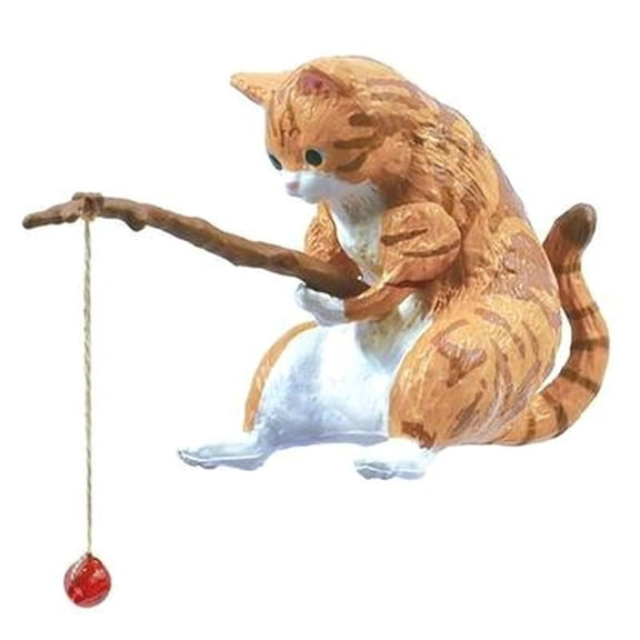Necvior Fish Tank Landscaping Mini Cartoon Fishing Cat Ornaments Aquarium Decorations