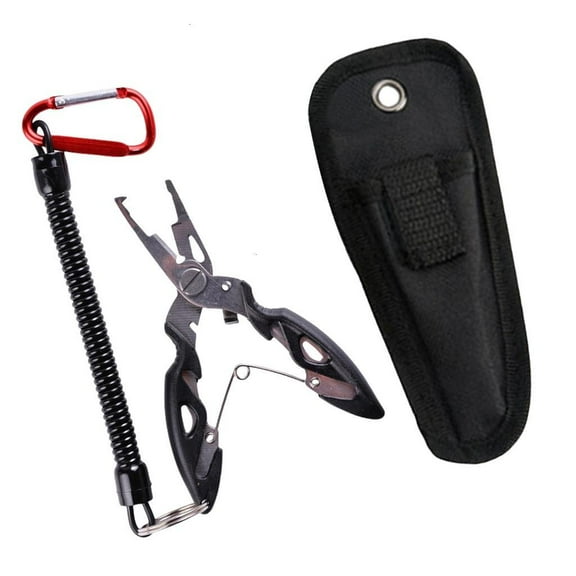 Necvior Fishing Pliers with Coiled Lanyard Rustproof Line Gripper Hook Remover Fishing Tackle Tool Braid Line Cutter