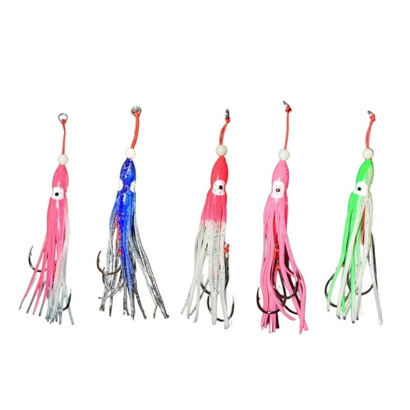 Necvior Fishing Soft Lures Multicolored Glowing Squid Skirt Saltwater Baits Lures Set