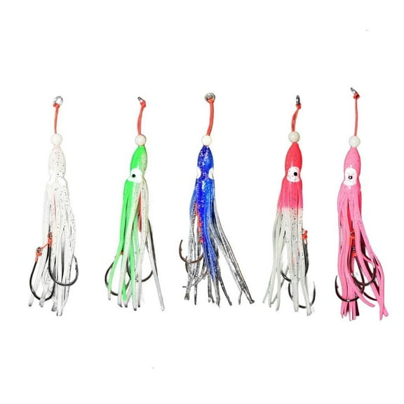 Necvior Fishing Soft Lures Multicolored Glowing Squid Skirt Saltwater Baits Lures Set