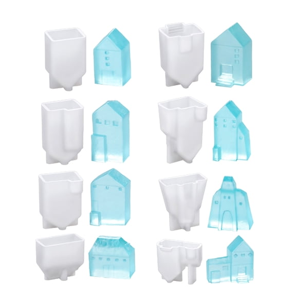 Necvior Flexible Plaster Houses Molds Easy to Clean Silicone House Shape Moulds for Artistic Home Decoration Projects