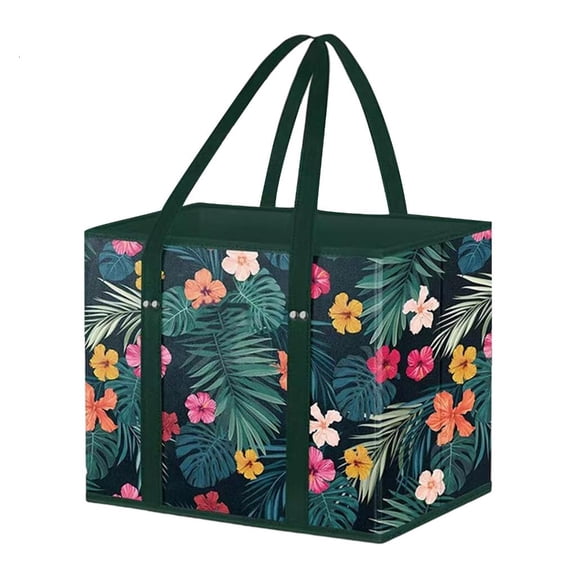 Necvior Foldable Shopping Basket with Handle Nonwoven Storage Container for Groceries