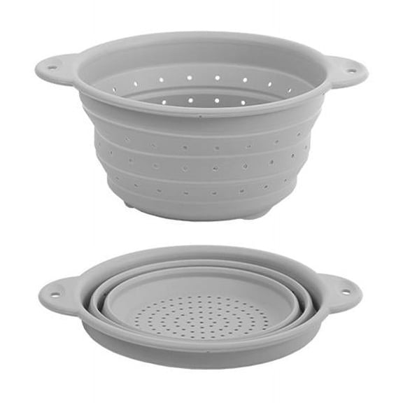 Necvior Foldable Silicone Colander Fruit Vegetable Washing Basket Strainer Collapsible Drainer Basket With Handle Kitchen Tool