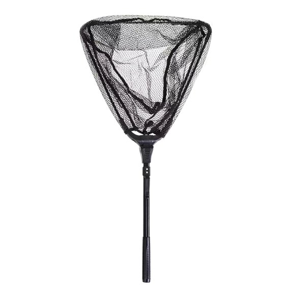 Necvior Folding Fish Landing Net for Outdoor Fishing, Triangular Frame with Deep Net Bag, Grip Handle, and 40 x 9 cm Folded Size for Daily Use