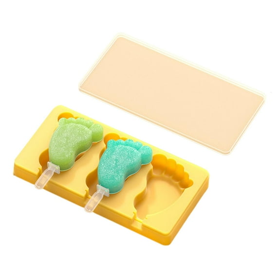 Necvior Foot Shape Ices Cream Molds Ices Stick Ices Cream Mold Tray Ices Cubes Making Tool Cake Candy Mold with Lids & Stick