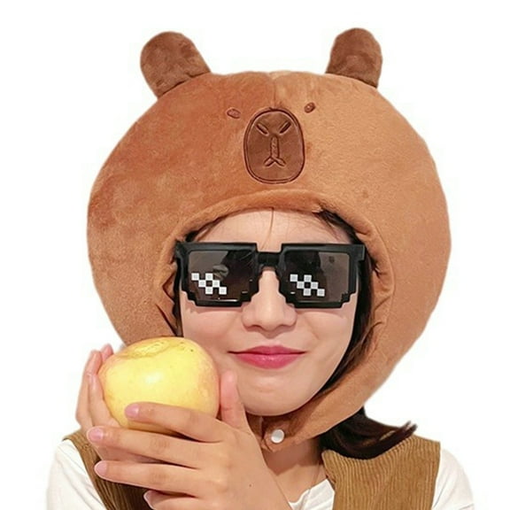 Necvior Funny Capybara Hat for Kids 3D Cartoon Plush Hat Winter Warm Headgear Party Accessories Stage Props