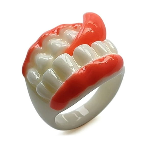 Necvior Funny Teeth Shape Ring Acrylic Chunky Rings Costume Props Party Jewelry Finger Knuckle Rings Gift for Men Women