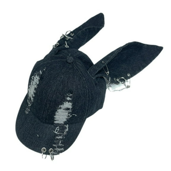 Necvior Girls Teen Fashion Distressed Baseball Caps with Rabbit Ears for Taking Photos Distressed Baseball Caps Spring Camping Woman Girl Casual Hat for Outdoor