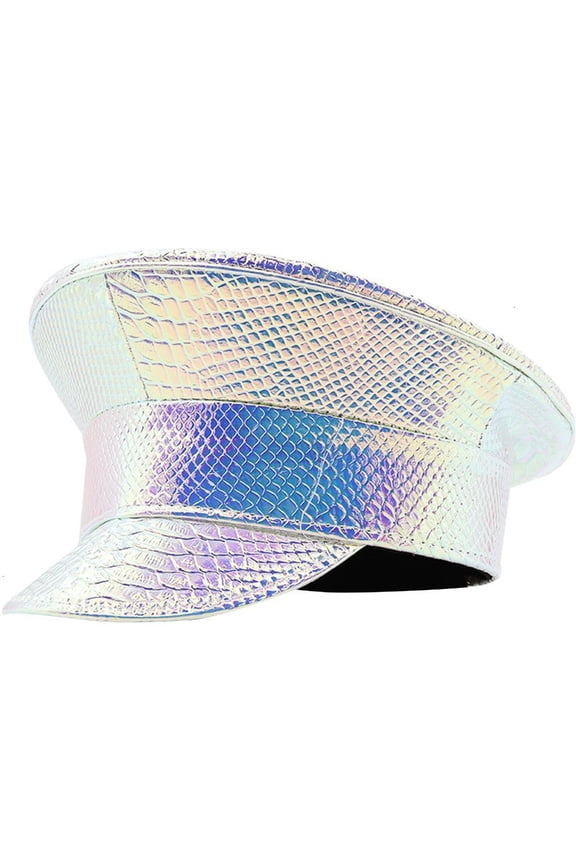 Glittering Captain Hat Fashion PatentLeather Party Hat Carnivals Cap Music Festival Stage Hat Night Club Headgear