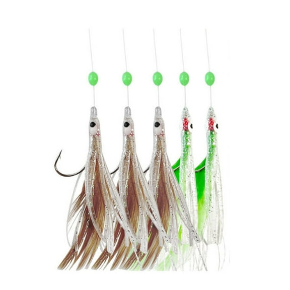 Necvior Glowing Fishing Rigs with Glowing Beads & High Carbon Hook for Salt/Freshwater