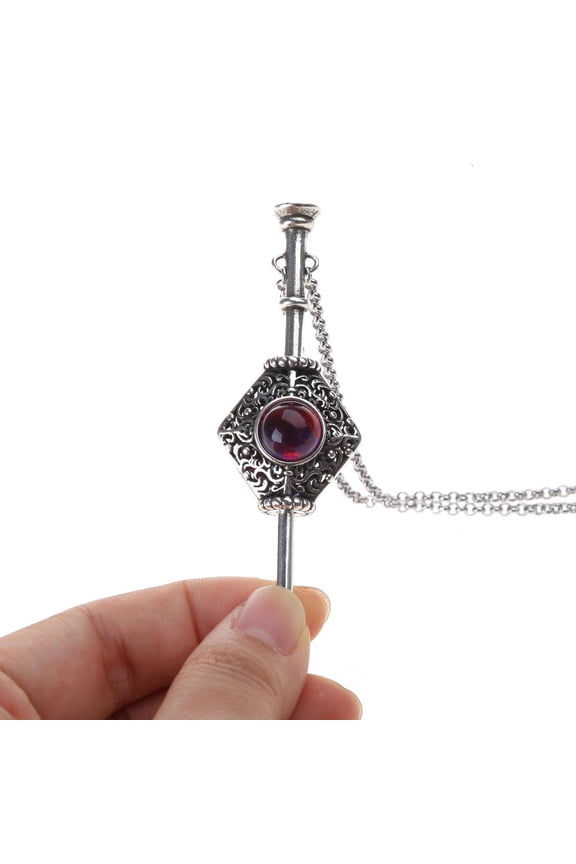 Retro Witch Necklace Dragon Breath Stone Pendant Chain with Blood Pack Charm