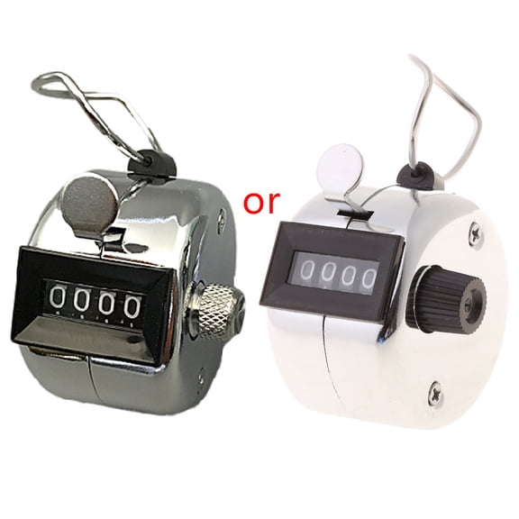 Necvior Hand Tally Counter Stainless Steel 4 Digit Number Manual Mechanical Clicker Recorder with Finger Ring for Piecework Rest