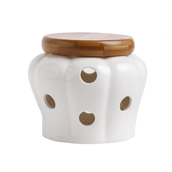 Necvior Handcrafted Candy Box Hollow Garlic Ginger Storage Container Stylish Ceramic Jar