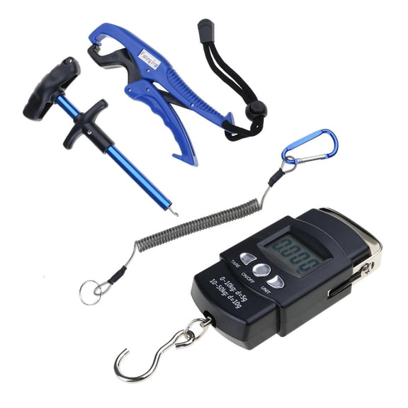 Necvior Handheld Digital Fish Scale 110lb/50kg Floating Fish Gripper Fishing Lanyard Fish Hook Remover Combo Kit