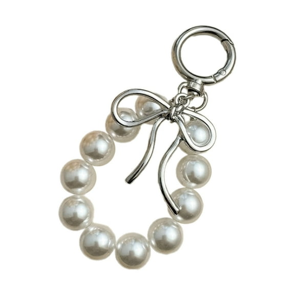 Necvior Handmade Bowknot Charm Keychain for Women Girls Bows Beaded Bag Pendant Chain Purse Backpack Wallet Keyring Accessories