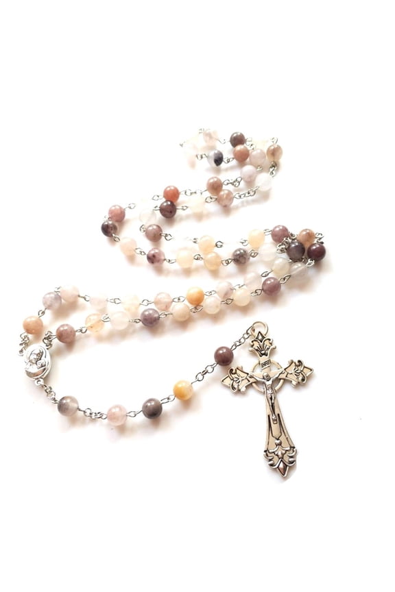 Hangable Pendant Nature Stone Cross Rosary Necklace Party Church Decorations