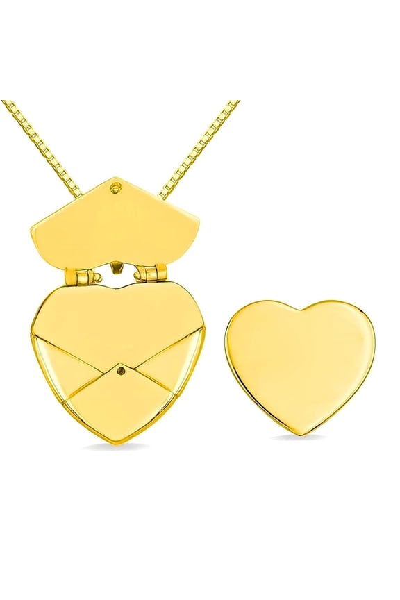 Heart Locket Pendants Envelope Locket Necklace Secret Hidden Message Pendant Necklace Gift for Girlfriend Valentines Day