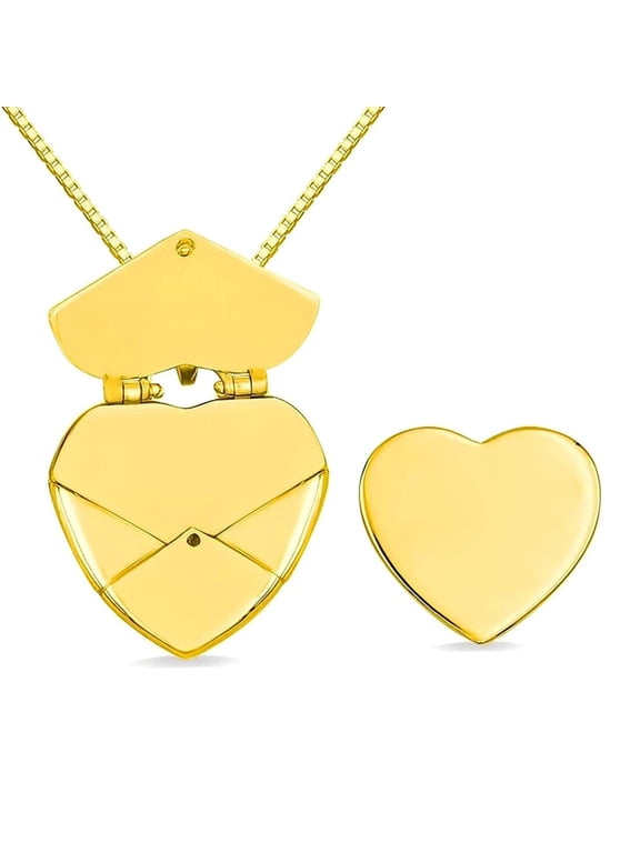 Heart Locket Pendants Envelope Locket Necklace Secret Hidden Message Pendant Necklace Gift for Girlfriend Valentines Day
