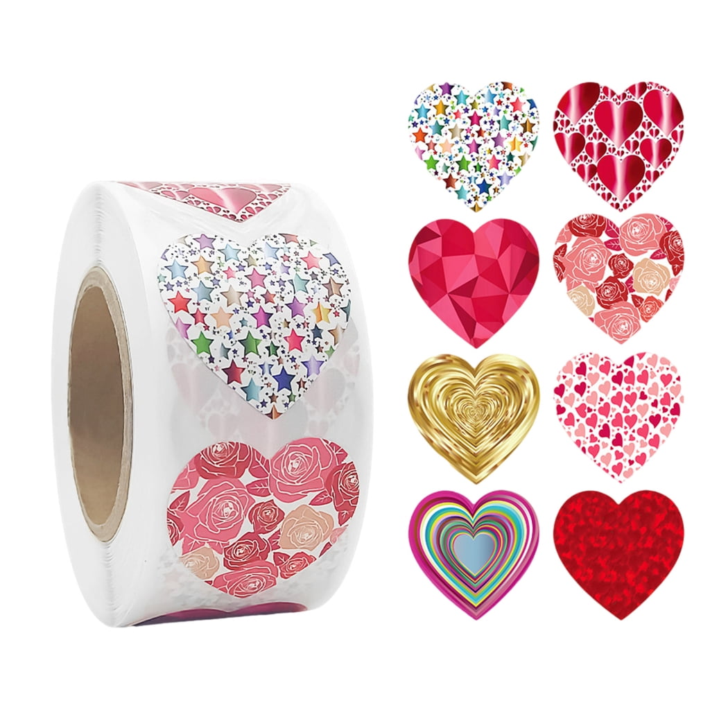Necvior Heart Sticker Labels Valentine's Day Adhesive Sticker for Craft Envelopes Cards